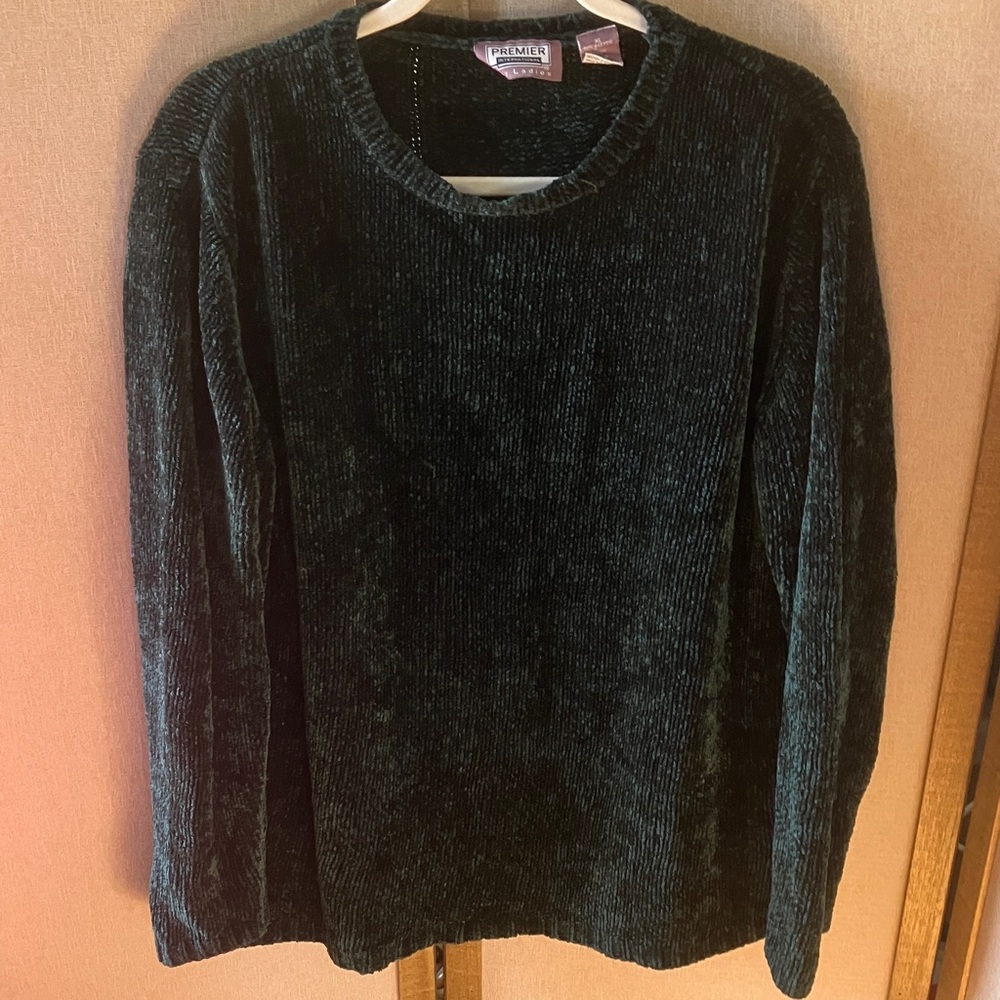 FINAL MARKDOWN Premier Dark Green chenille Knit Sweater xl